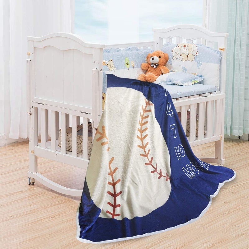 Tebaby Baby Monthly Milestone Blanket Boy - Newborn Month Blanket Unisex Neutral Personalized Shower Gift Baseball Sports Nursery Decor Photography Background Prop with Frame Large 51''x40'' - Image 5